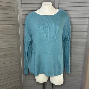 J. Jill Blue Crew Neck Sweater Relaxed Fit
